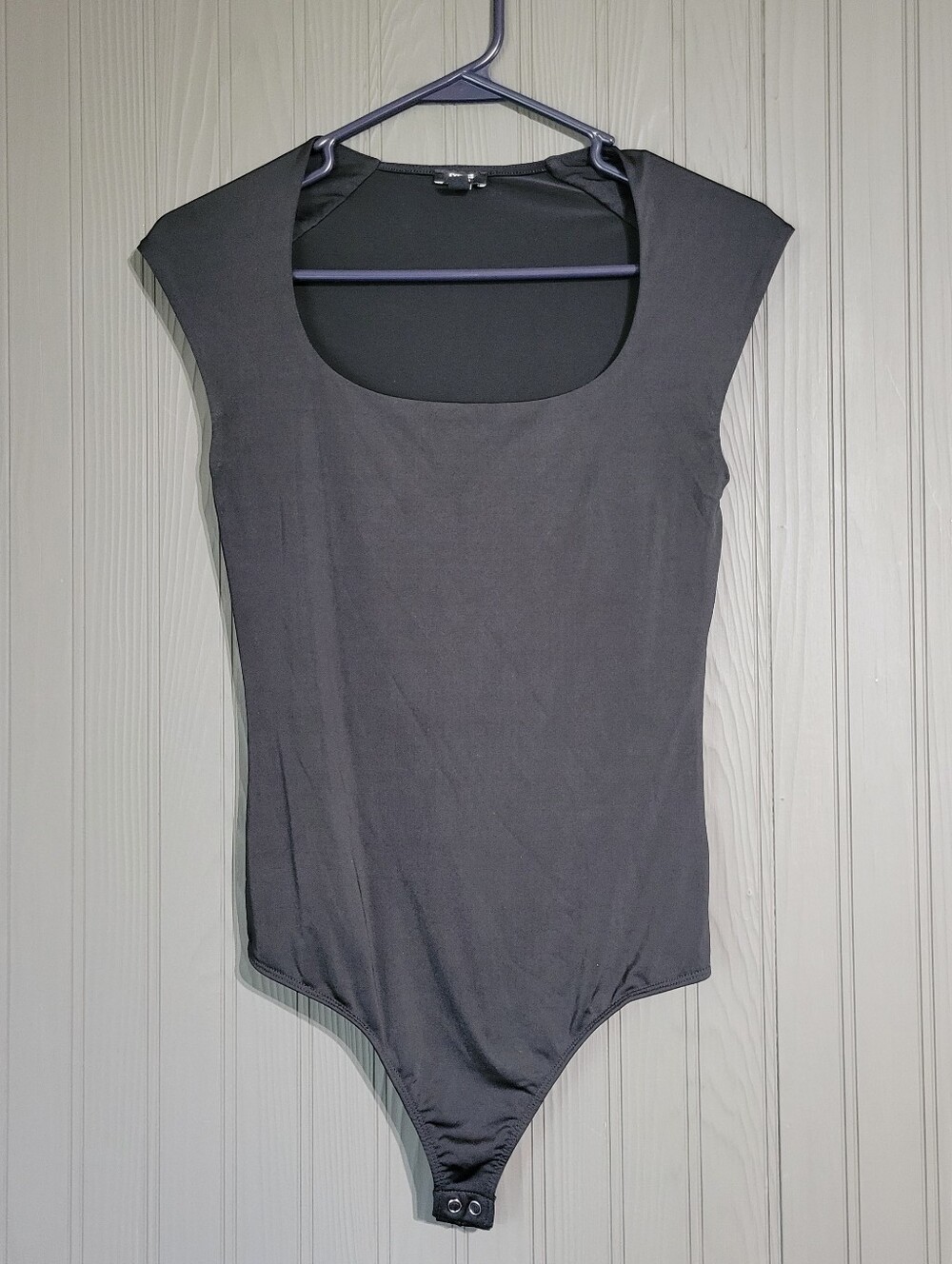 Express Body Contour Bodysuit Short Cap Sleeve Square Neck Black Women's Small